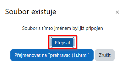 Přepsání souboru přehrávače